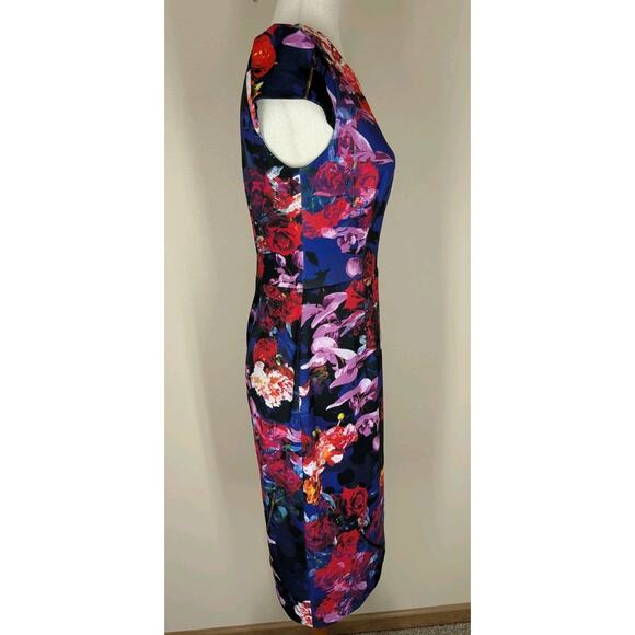 Betsey Johnson Women's Short Sleeve Stretch Dress Colorful Floral Print Size 4 - Picture 4 of 11